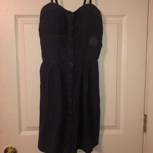 Button-Up Navy Dress